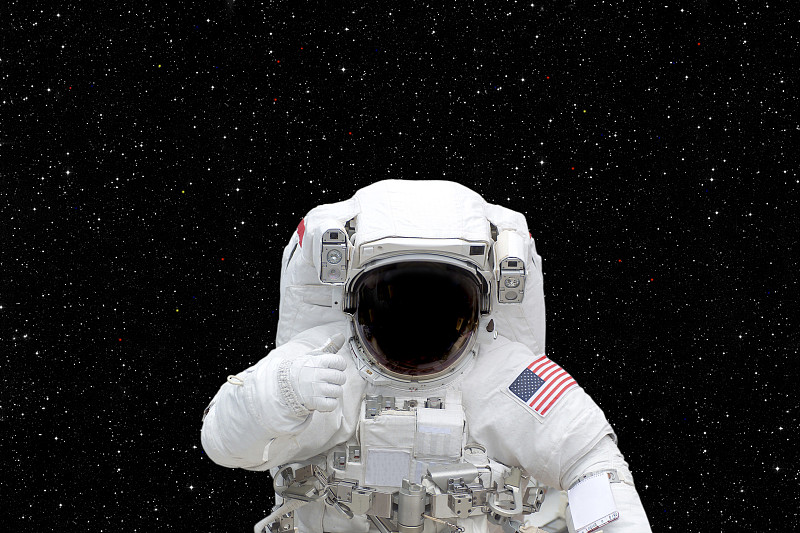 宇航员,太空,太空服,太空行走,水平画幅,真实的人,表现积极,彩色图片,探险家,翘起大拇指