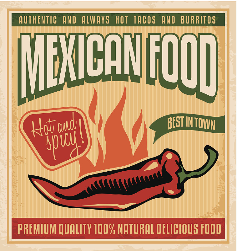 椒类食物,墨西哥食物,标志,插画,火焰,绘画插图,古典式,膳食,标签,摇滚乐