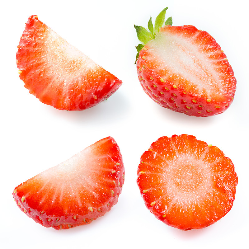切片食物,草莓,分离着色,一半的,横截面,部分,清新,一个物体,背景分离,食品