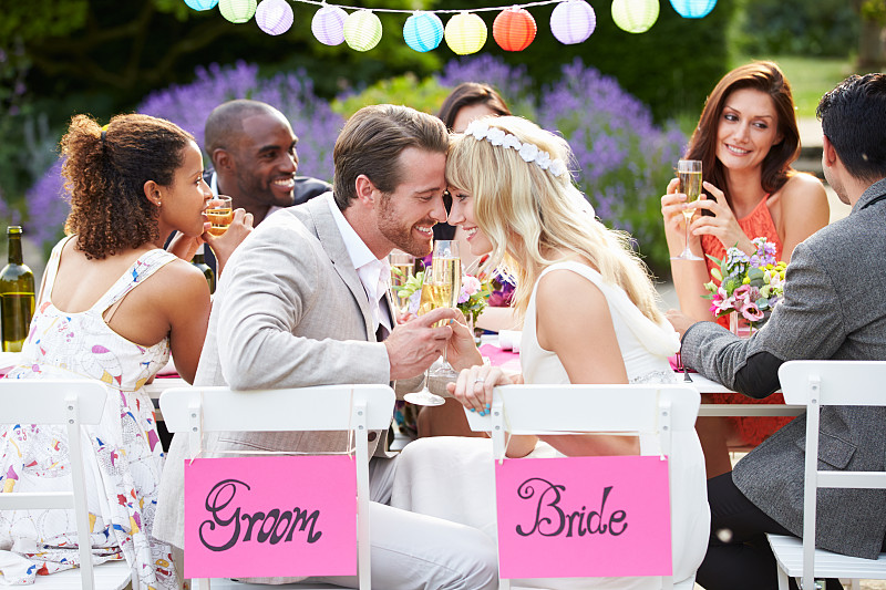 结婚宴会,膳食,新娘,新郎,家庭生活,含酒精饮料,夏天,套装,饮料,香槟