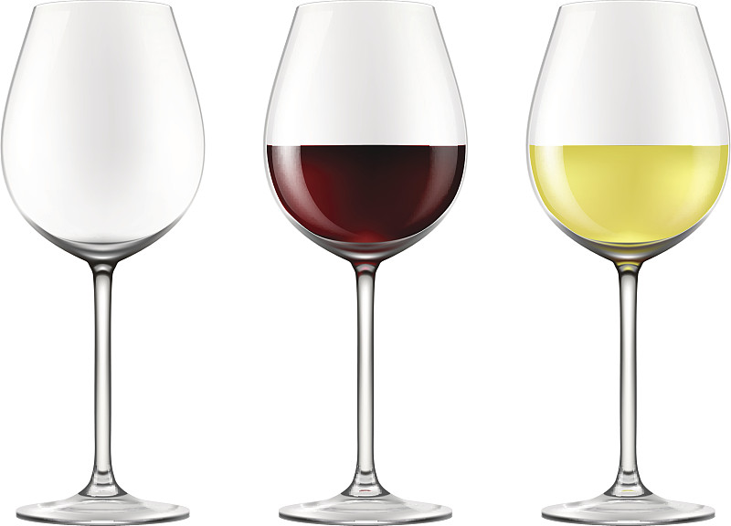 葡萄酒杯,白葡萄酒,红色,空的,两个物体,三个物体,一个物体,空杯子,红葡萄酒,玻璃