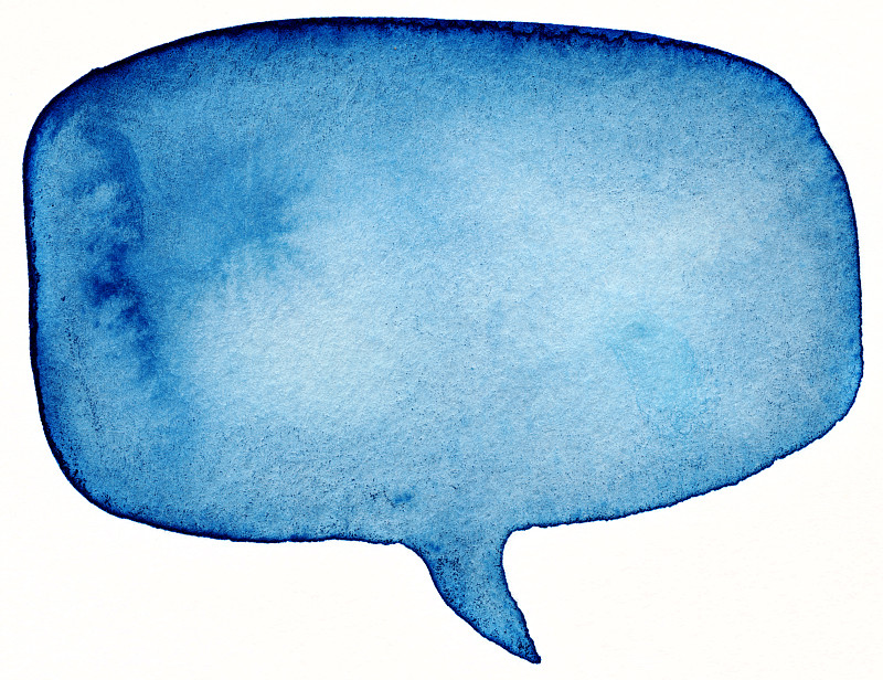 对话气泡框,蓝色,思想气泡框,手工着色,留白,艺术,水平画幅,无人,绘画插图