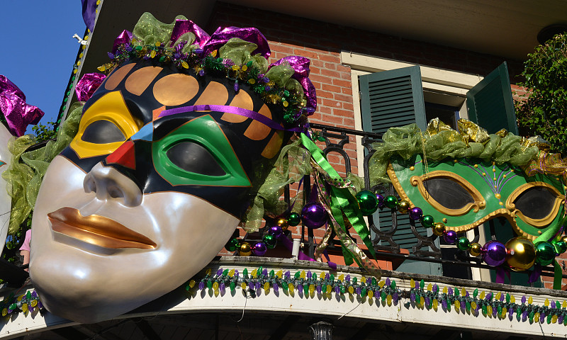 纽奥尔良,阳台,面具,接力赛,水平画幅,抽象,传统节日