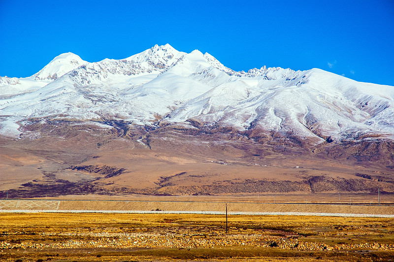 高原,雪,山,车站月台,青藏高原,水平画幅,无人,铁轨轨道,户外,2015年