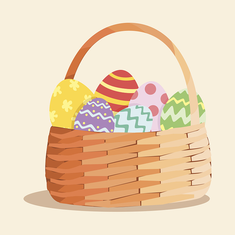 篮子,卵,复活节彩蛋,多样,式样,复活节篮,野餐篮,复活节,绘画插图,组物体