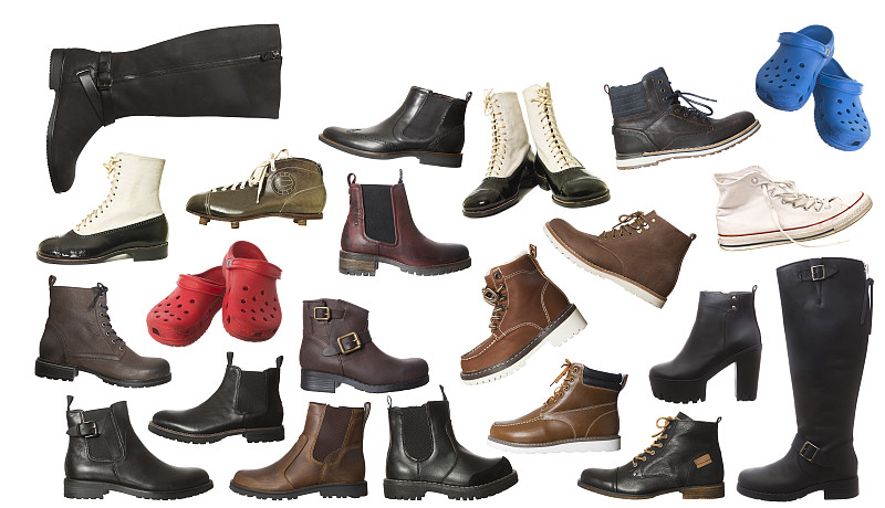鞋子,大量物体,分离着色,靴子,个人随身用品,合成图像,水平画幅,无人,皮革,男性