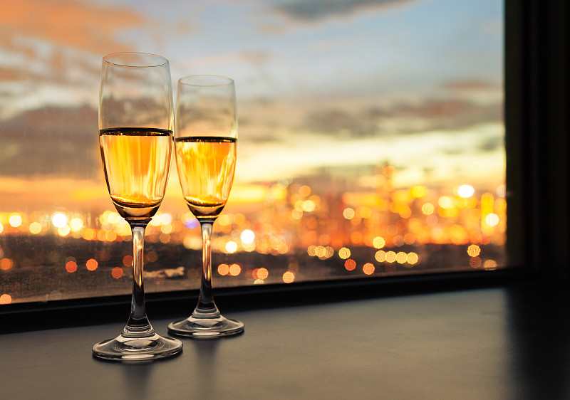 香槟,结婚宴会,酒店服务台,看风景,透过窗户往外看,都市风景,晚餐,华贵,饮料,餐馆