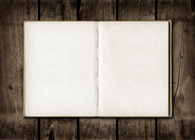 笔记本,木制,黑色,背景,日记,开着的,书,空白的,留白,古董