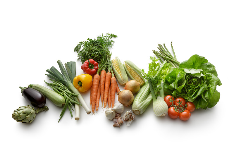 蔬菜,白色背景,多样,分离着色,青豆,朝鲜蓟,茴香,韭,胡瓜,高视角