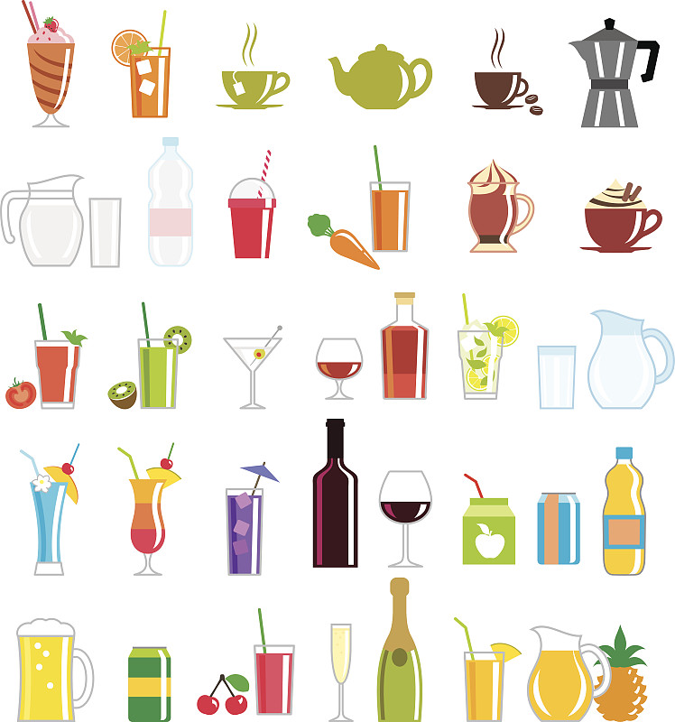 饮料,符号,家庭,橙汁,风梨园,奶昔,玻璃,玻璃杯,苏打,咖啡壶