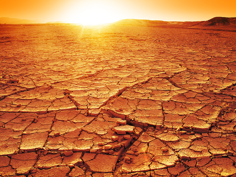 沙漠,干的,全球变暖,热,破碎的,泥土,贫瘠的,太阳