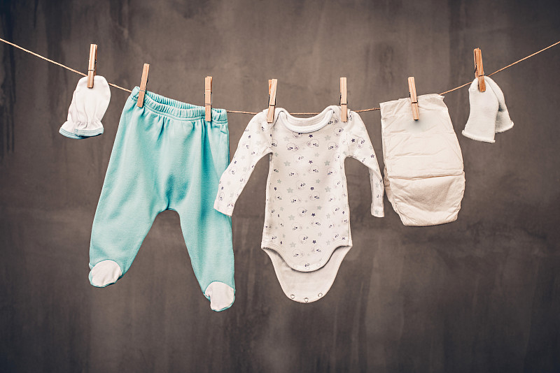 衣服,婴儿,小的,水平画幅,袜子,衣夹,婴儿服装,男婴,婴儿连体紧身衣,干的