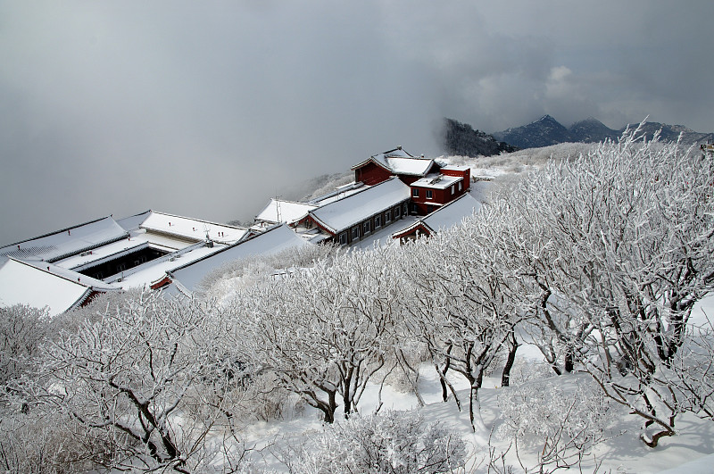 泰山,雪,天空,暴风雨,古典式,建筑业,白色,过时的,冬天,著名景点
