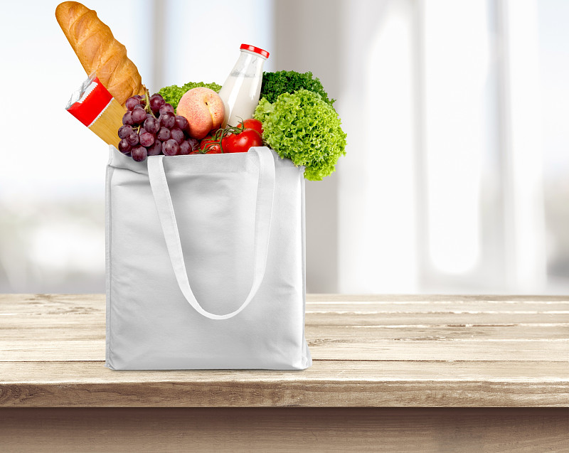 纸袋,食品杂货,环保袋,购物袋,蔬菜,正面视角,水平画幅,无人,莴苣,罐头