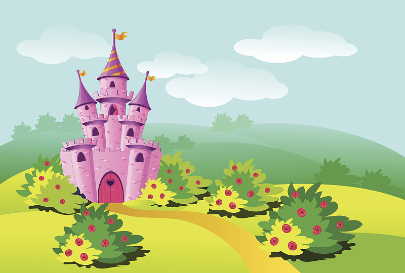 城堡,粉色,公主,童话故事,卡通,幻想,天空,美,地名,水平画幅