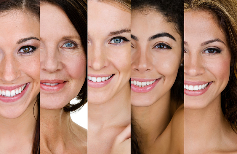 多样,女人,肤色,衰老过程,与众不同,个性,人的脸部,五个人,正面视角,青少年