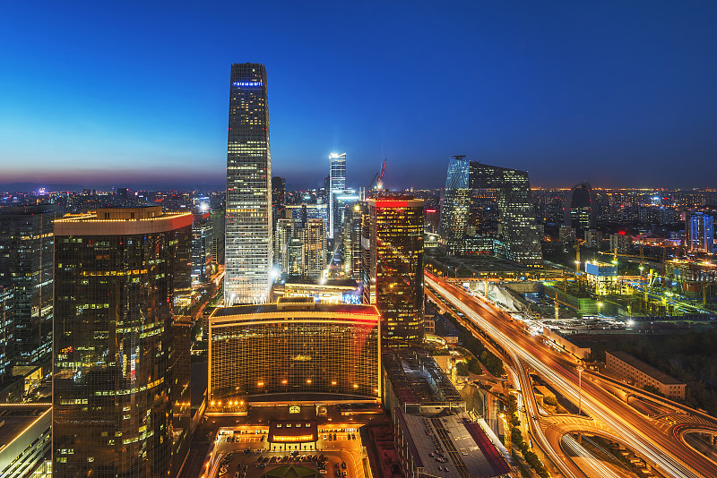 夜晚,北京cbd,北京,天空,留白,未来,市区路,当地著名景点,居住区,都市风景