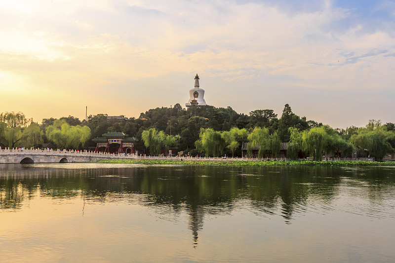 北海公园,中国,北京,纪念碑,美,留白,气候,水平画幅,无人,户外