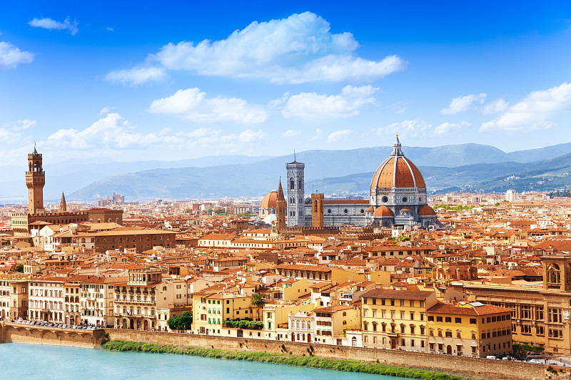 都市风景,佛罗伦萨画派,水平画幅,无人,佛罗伦萨,夏天,户外,钟楼,长方形会堂