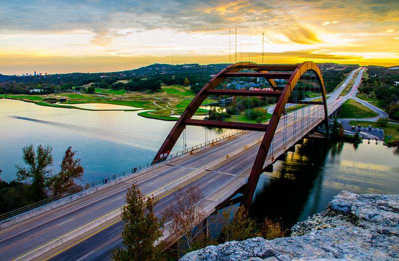 奥斯汀镇,地形,桥,科罗拉多州,水,天空,水平画幅,高视角,拱桥,透视图