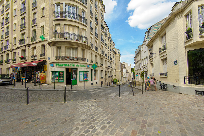 街道,蒙马特区,看风景,人行道,巴黎,法国,城镇,咖啡馆,白昼,路