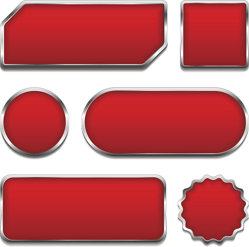 红色按钮,按钮,长方形,正方形,金属质感,金属,红色,证章,闪亮的,留白