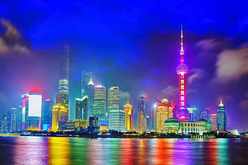 浦东,夜晚,都市风景,现代,上海,城市天际线,居住区,中山,外滩,陆家嘴