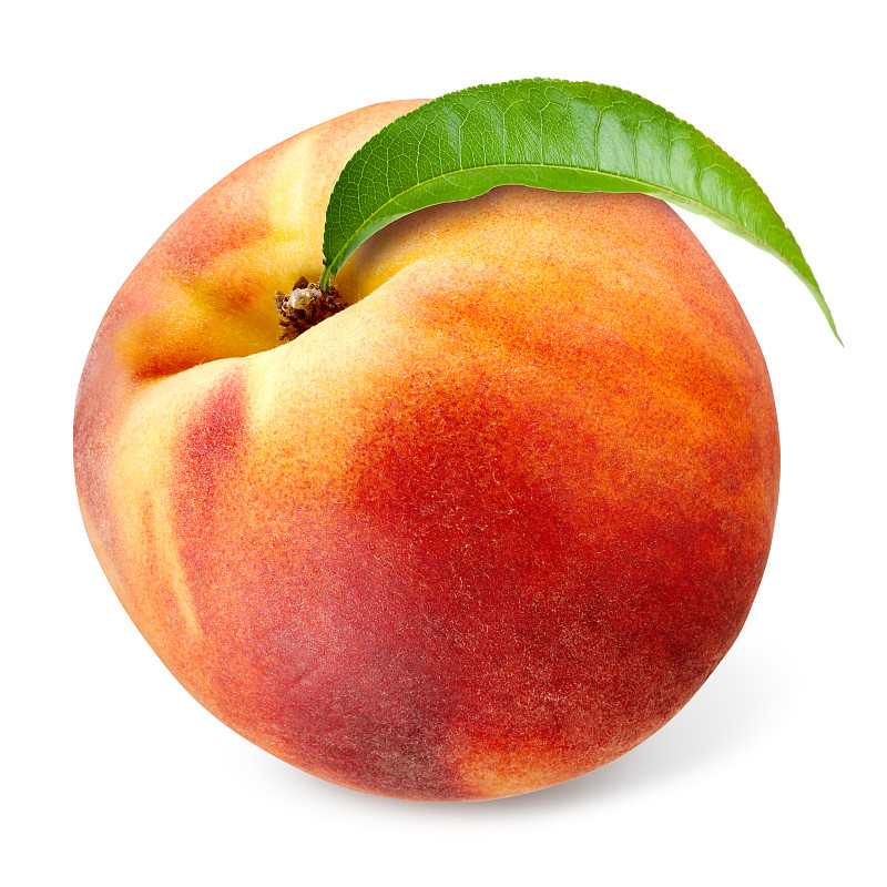 桃,白色,叶子,分离着色,黑尔早期的桃子,白桃,油桃,清新,一个物体,背景分离