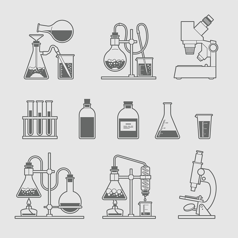 符号,实验室玻璃器皿,化学制品,化学课,绘画插图,化学家,科学实验,维生素,科学,组物体