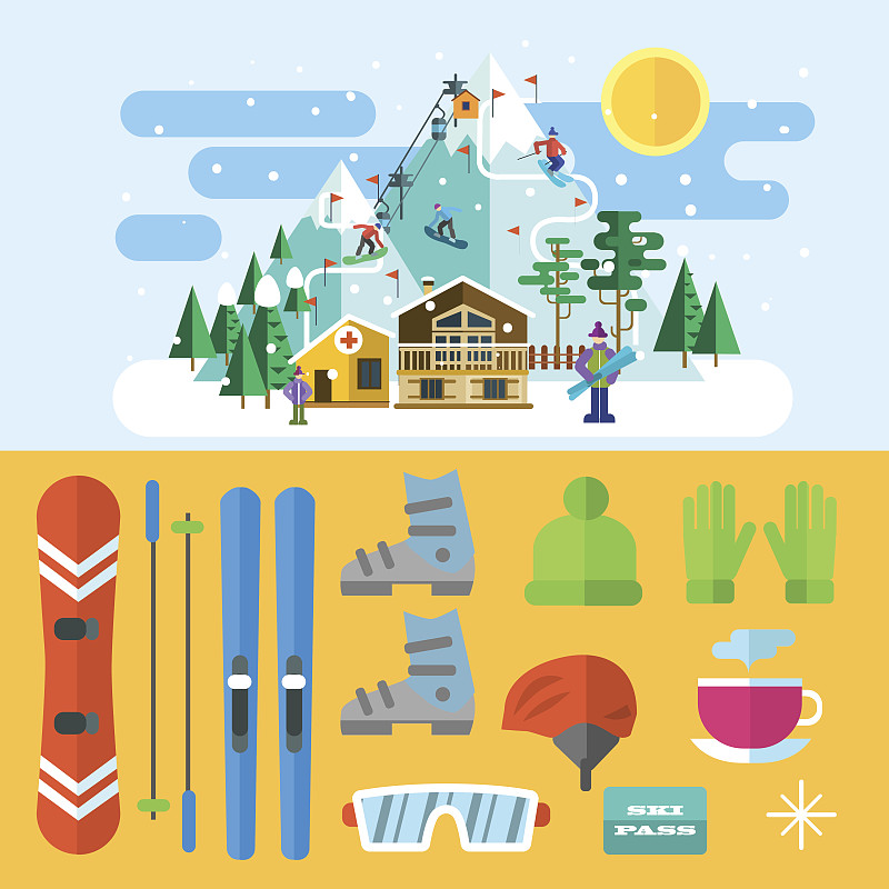 绘画插图,滑雪雪橇,乐高公司,塑料积木,滑雪板,雪板,可爱的,茶,周末活动,几何形状