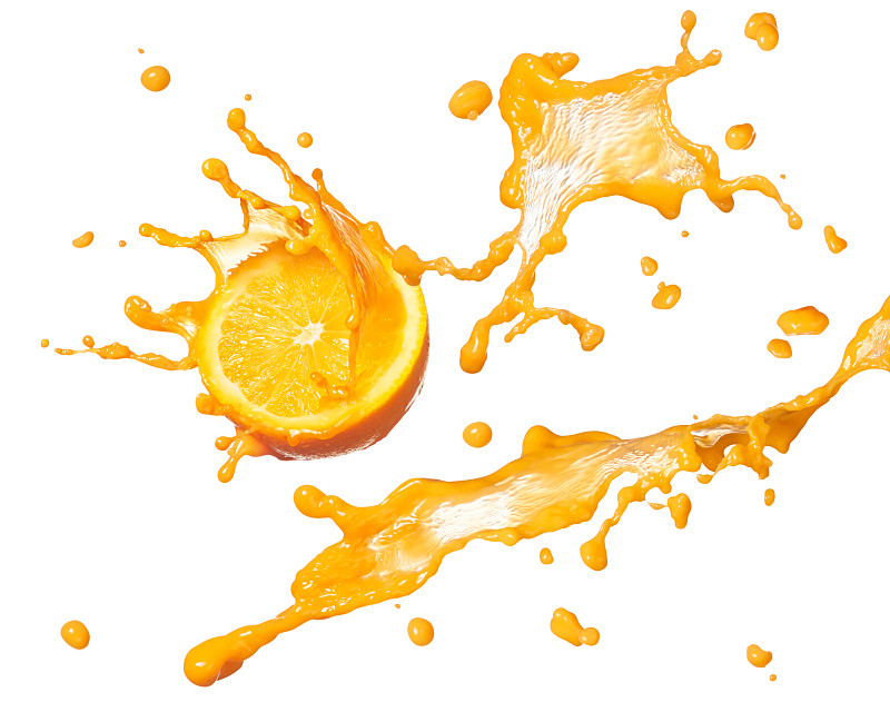 橙汁,水平画幅,橙色,水果,无人,白色背景,果汁,背景分离,饮料,橙子