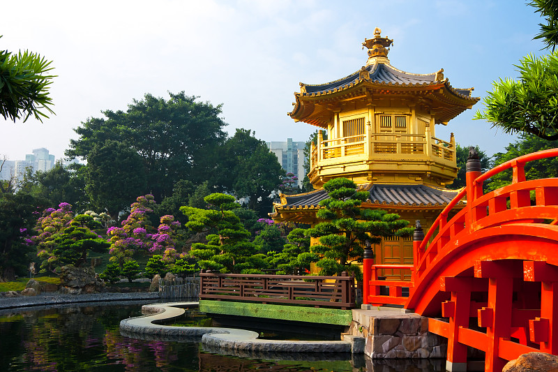 南莲园池,宝塔,寺庙,日本,南省,著名景点,盆景,地形