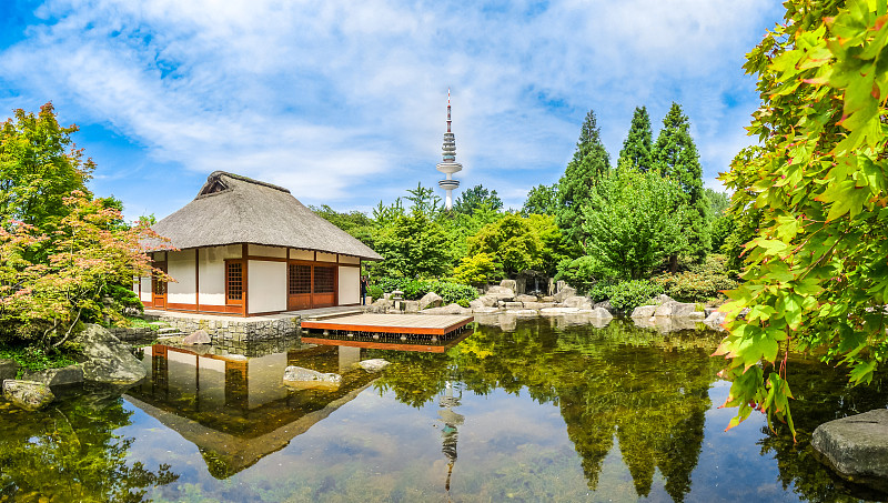 汉堡,德国,公园,联合国大楼,茶馆,日本,花坛,东方石景花园,景观设计,园林