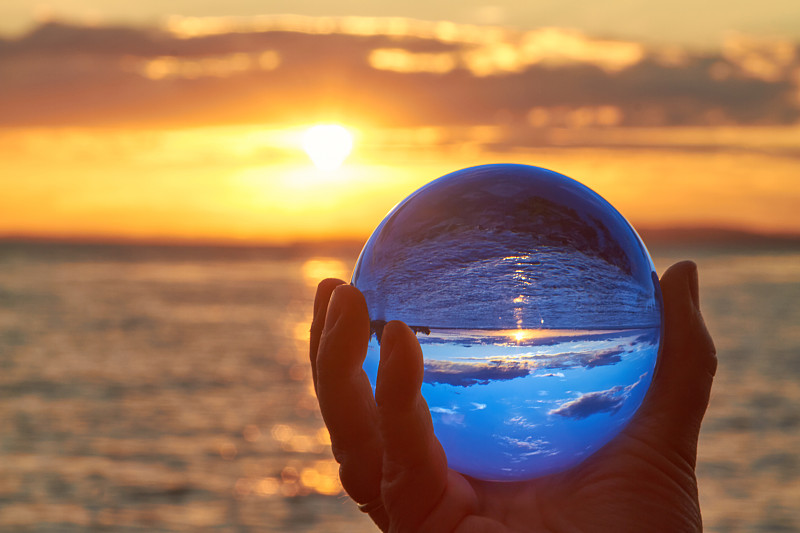水晶球,气象学,曝光过度,明亮,未来,博登湖,看,球体,水,天空
