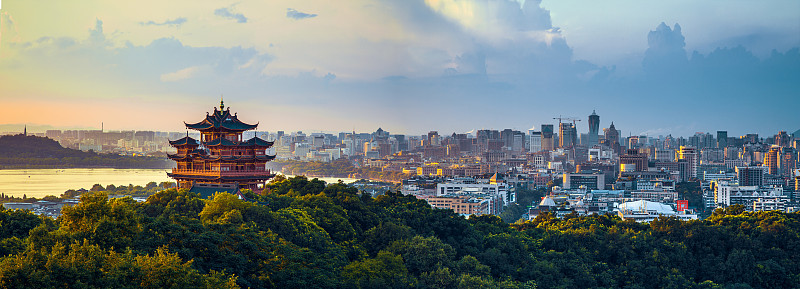 杭州,西湖,亭台楼阁,外立面,水平画幅,建筑,无人,全景,户外,城市