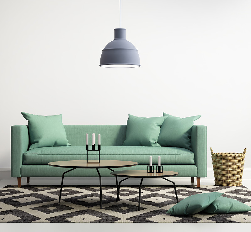 绿色,现代,沙发,极简构图,样板间,设计师,小毯子,灯,地毯,华贵