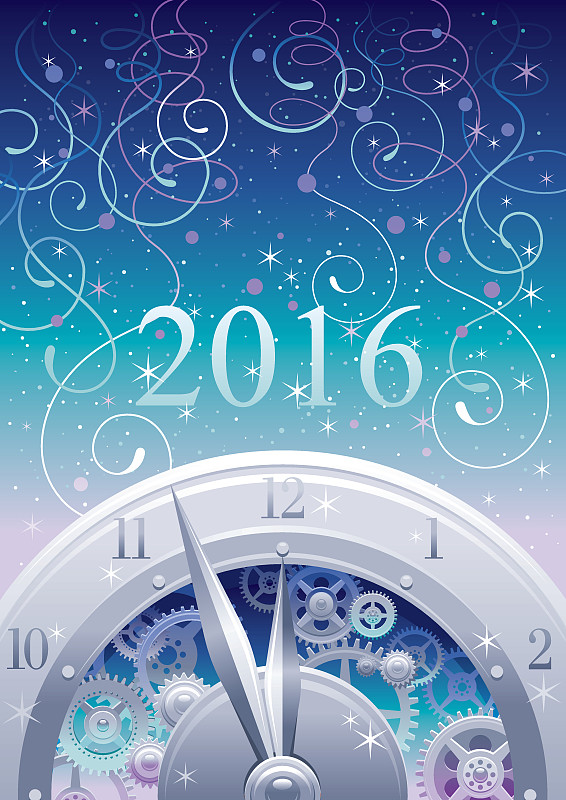 午夜,新年前夕,钟,背景,时钟结构,2016,新年,五彩纸屑,银色,时间