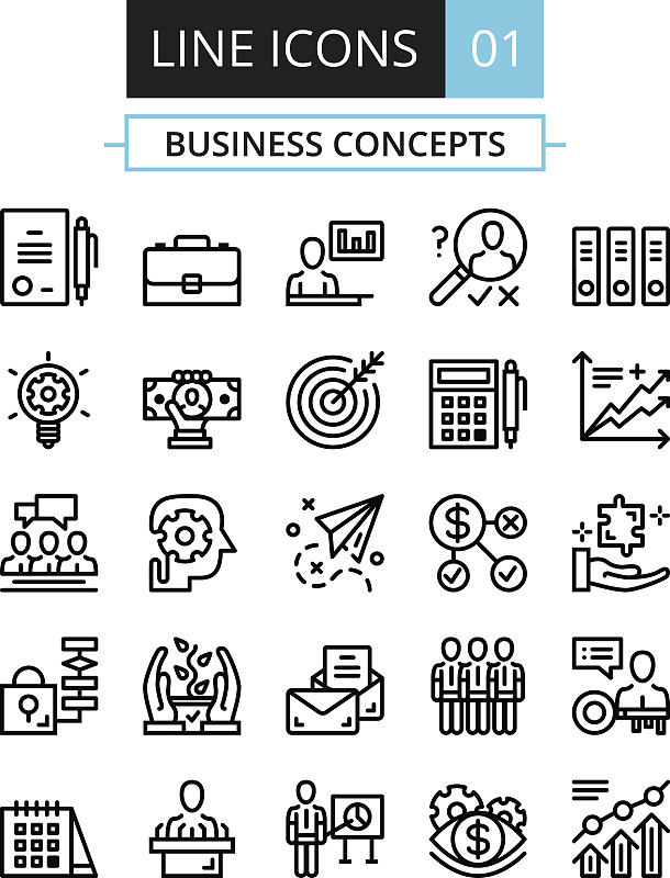 细的,成一排,商务,平坦的,计算机图标,计划书,概念,目标市场,布置