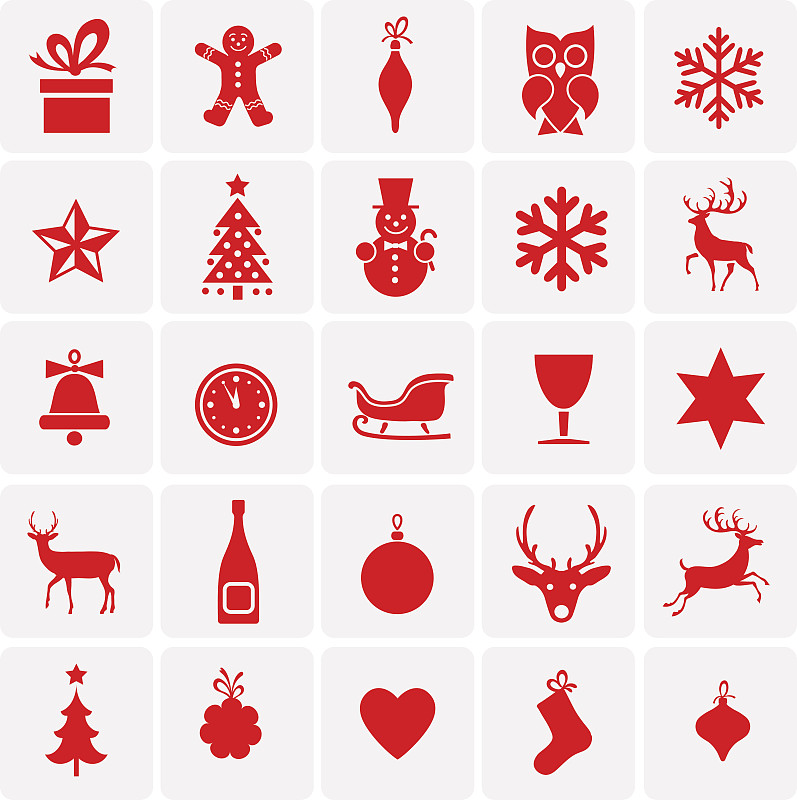 计算机图标,符号,扫雪车,新年,铃,雪花,鹿,雪橇,雪人