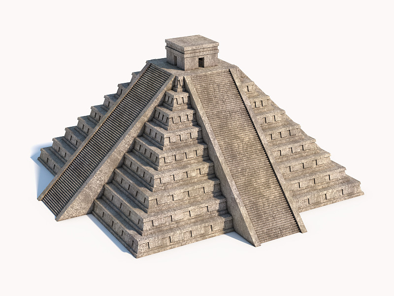 玛雅文明,金字塔,白色背景,分离着色,契晨-伊特萨,寺庙,墨西哥玛雅金字,尤卡坦州,印加人文明,纪念碑