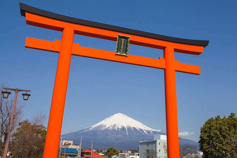 山,富士山,自然,水平画幅,地形,建筑,雪,无人,日本,大门