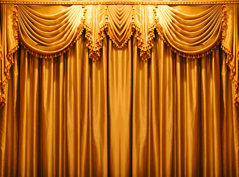 纺织品,窗帘,华贵,背景幕,剧院,黄金,边框,艺术,水平画幅,无人