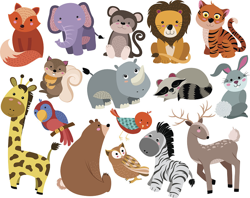 矢量,可爱的,动物,动物手,个性,小兔子,绘画插图,性格,野外动物,卡通