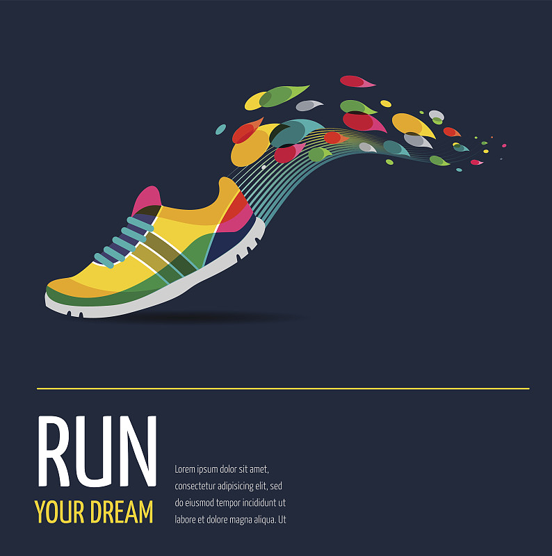 慢跑,运动,矢量,海报,马拉松赛跑,运动鞋,鞋子,健康生活方式,轮廓,鞋带