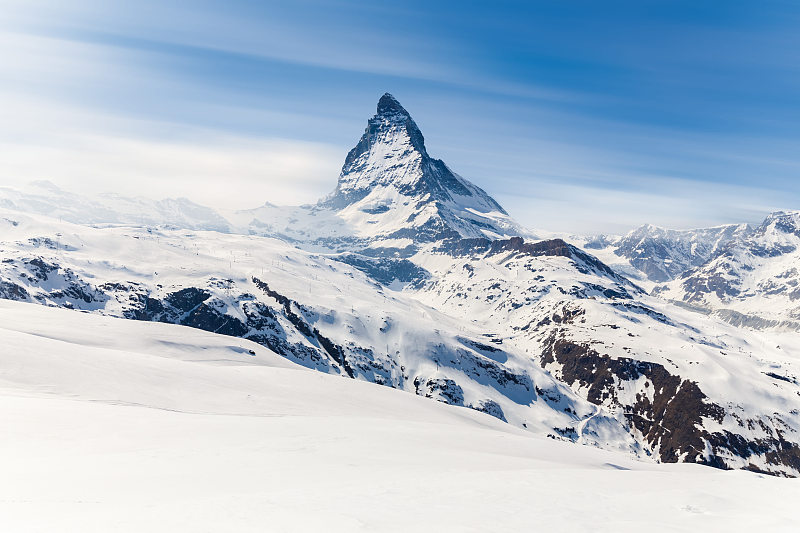 马特洪峰,水平画幅,雪,无人,户外,瑞士阿尔卑斯山,冬天,山,阿尔卑斯山脉,著名景点