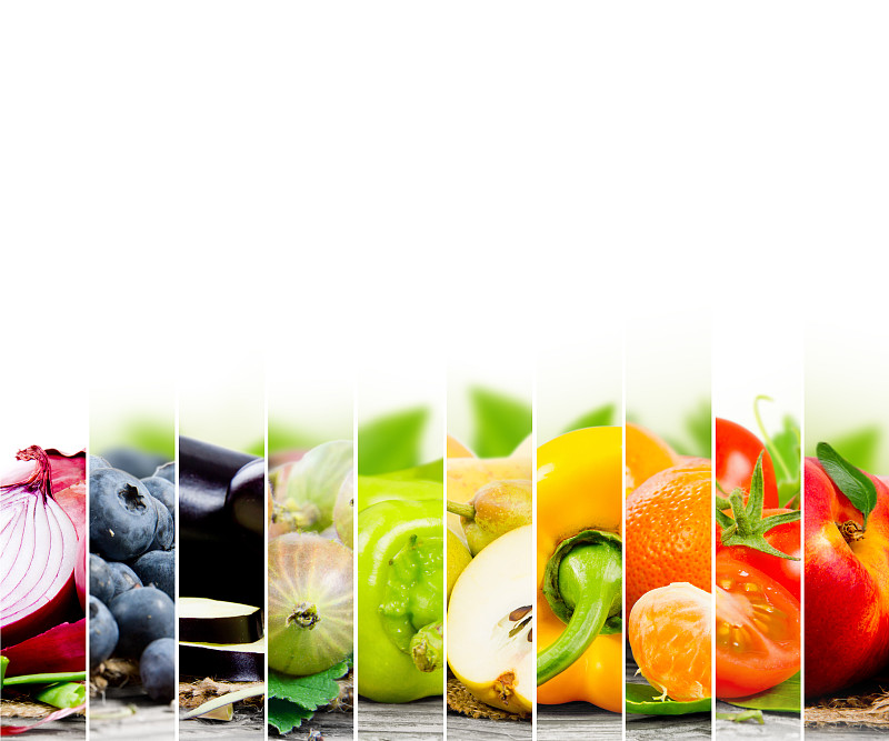 多样,多色的,食品,水果,蔬菜,健康食物,醋栗,留白,水平画幅,素食
