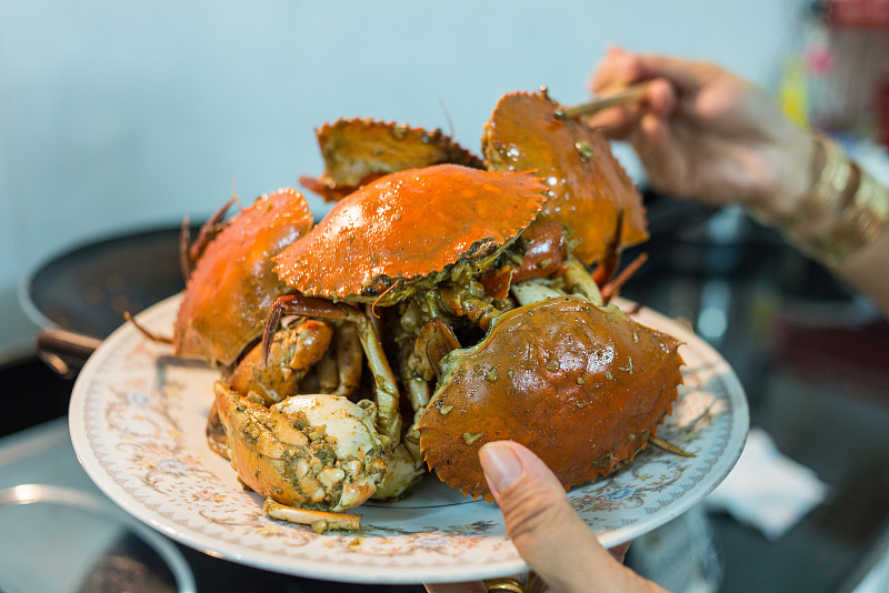 螃蟹,冷,筷子,上菜,马蹄型蟹,蟹腿,丹金尼斯螃蟹,蜘蛛蟹,宴会,炸制食物