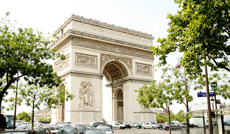凯旋门,市区路,欧洲,法国,巴黎,香榭丽舍大道,戴高乐广场,环形路,新古典派,纪念碑