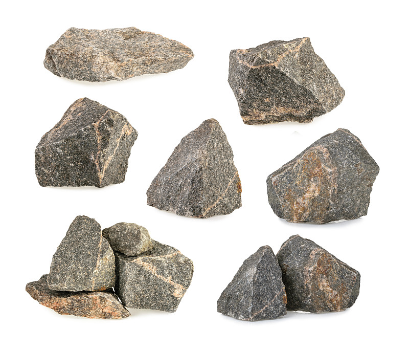 岩石,石头,白色背景,花岗岩,分离着色,巨石,石材,合成图像,褐色,水平画幅