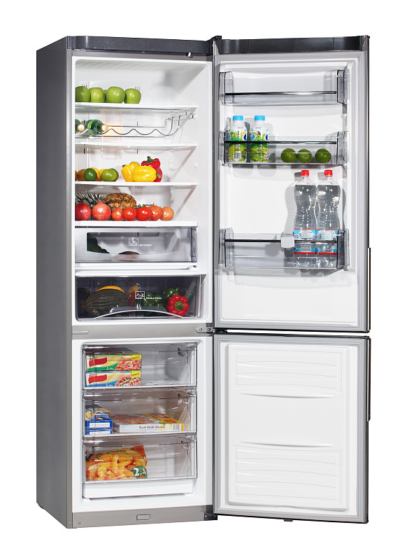 冷藏货架,充满的,清新,食品,冰箱,微开,开着的,冰柜,冷却器,垂直画幅